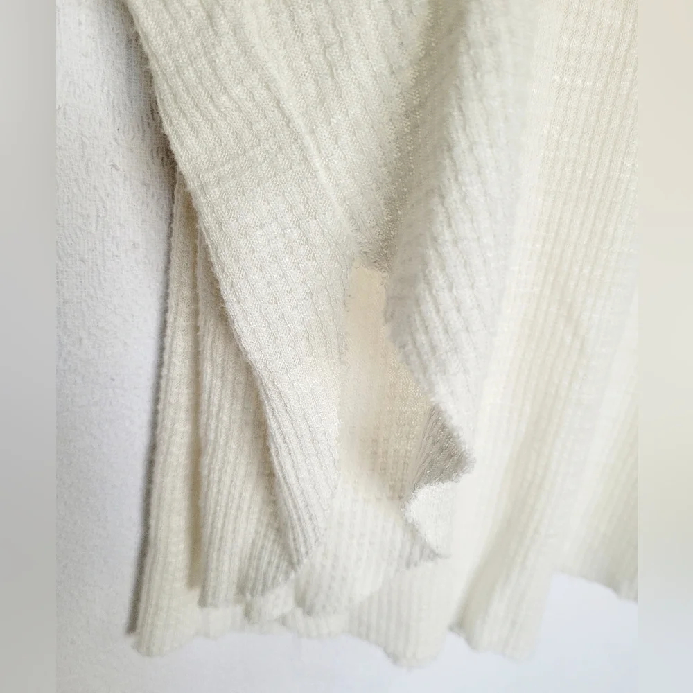 Free People Spring Valley Lace Waffle Top 100%Rayon Ivory/Off Whit Oversized M/L
